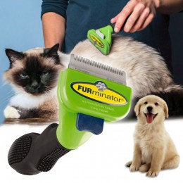 Фурминатор FURminator маленький для длинношерстных собак и кошек, с кнопкой 4,5 см