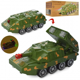 Детская военная игрушка Танк-транформер YJ388-58 со световыми и звуковыми эффектами, 19см (IGR24)