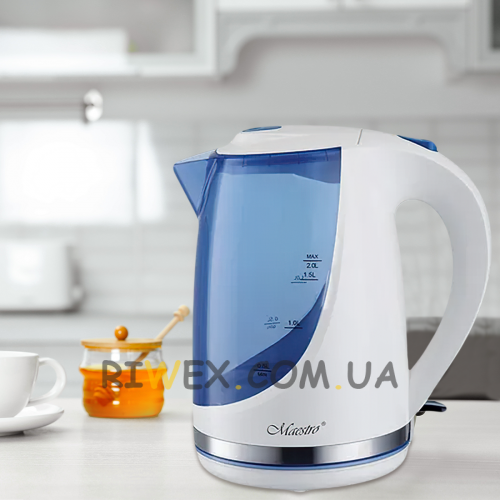 Электрический чайник Maestro MR-044-BLUE 1,7 л 1850-2200 Вт, Синий (235)