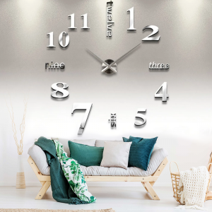 Часы настенные большие 3D DIY CLOCK Horloge, кварц 27/37/47 55 см Серые (205)