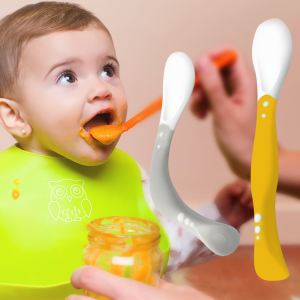 Ложечки эластичные для кормления BabyOno 1066/05 с возможностью изменения формы 2 шт.,  Серый/Желтый  (SB)