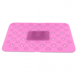 Массажный нескользящий коврик для душа, щетка для стоп Massage Bath mat Розовый (205)