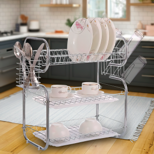Сушилка для посуды с навесными карманами и поддоном, 3 полки (205) Сушилка для посуды с навесными карманами и поддоном, 3 полки (205)
