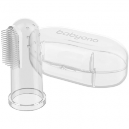Пальчикова зубна щітка для масажу ясен у футлярі BabyOno (прозора) 723/01 (SB)