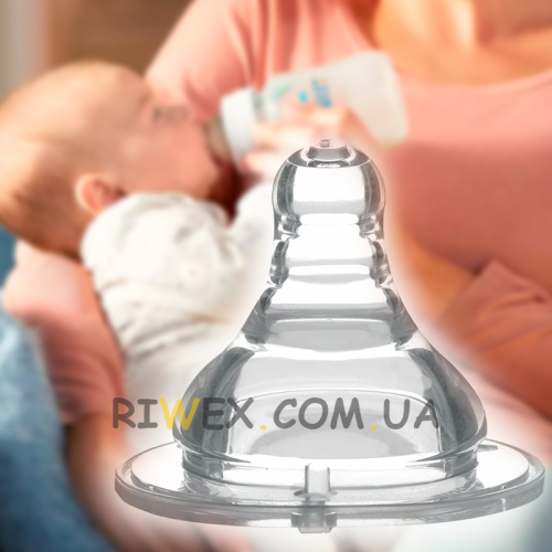 Силиконовая антиколиковая соска на бутылочки с широким отверстием, медленный поток BabyOno 1204 (SB)