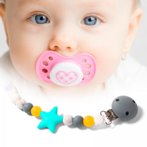 Силіконовий тримач для пустушок (жовтий з сірим) BabyOno 719/02 (SB)