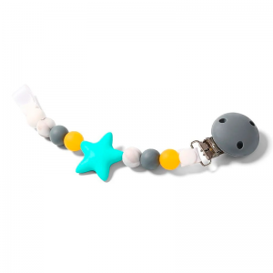 Силіконовий тримач для пустушок (жовтий з сірим) BabyOno 719/02 (SB)
