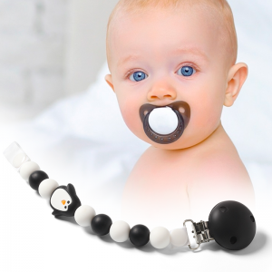 Силіконовий тримач для пустушок (чорний з білим) BabyOno 719/05 (SB)