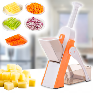 Механический мультислайсер, овощерезка Safe Slice Mandoline оранжевая Brava Spring Slicer (218)