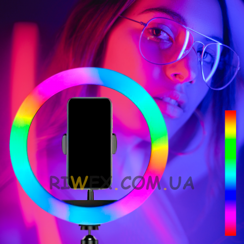 Кільцева лампа RGB з тримачем для телефону, 30 см (без штатива) Ring Fill Light LED 3072 (212)