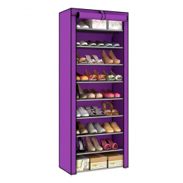 Каркасный складной тканевый шкаф для одежды и обуви с пылезащитой на 30 пар обуви 9 полочек Shoe Cabinet Shoe Rack YQF-1190 Фиолетовый (NM-4)