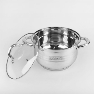 Каструля зі скляною кришкою Maestro Basic MR-3513-18 D=18 см, 2,9 літри, сталь 18/10 (235)
