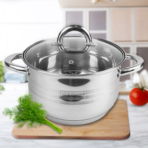 Каструля зі скляною кришкою Maestro Basic MR-3513-18 D=18 см, 2,9 літри, сталь 18/10 (235)