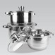 Набір посуду Maestro MR-2220-6L із нержавіючої сталі зі скляними кришками 6 предметів (235)