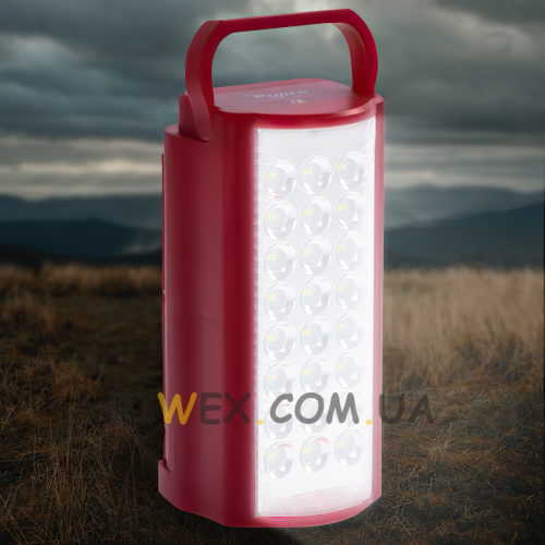 Акумуляторний світлодіодний ліхтар Solapada (Almina) 4024 (4000 mAh) 24 діода, з повербанком, Червоний