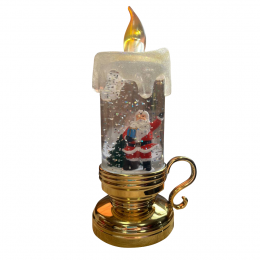 Декоративний новорічний LED світильник свічка Дід Мороз 77х69х172 мм Золотистий