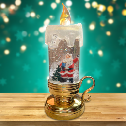 Декоративный новогодний LED светильник свеча Дед Мороз 77х69х172 мм Золотистый