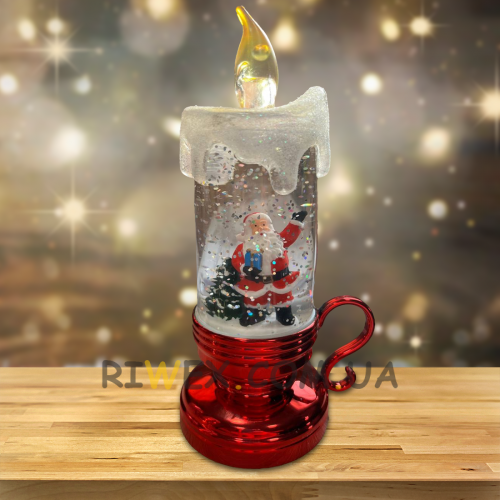 Декоративный новогодний LED светильник свеча Дед Мороз 77х69х172 мм, Красный
