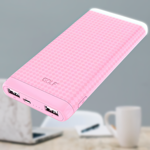 УМБ Портативная батарея со встроенным фонариком (розовый цвет) Power bank 8000 mAh Golf D-80