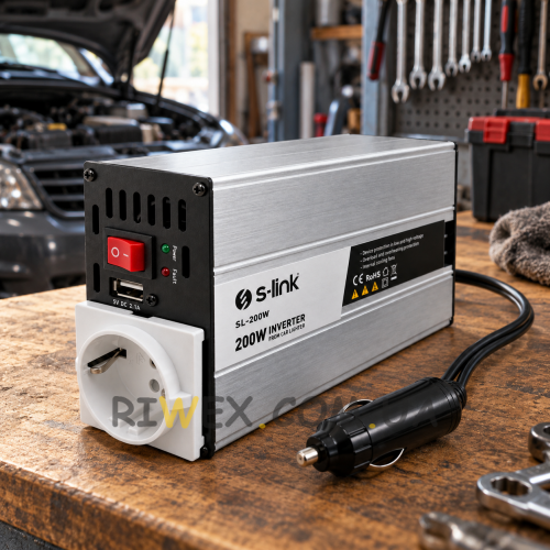 Автомобільний інвертор перетворювач напруги 12V-220V з прикурювача модифікована синусоїда Inverter S-Link SL-200W