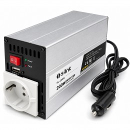 Автомобільний інвертор перетворювач напруги 12V-220V з прикурювача модифікована синусоїда Inverter S-Link SL-200W