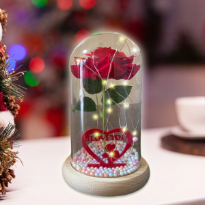 Вечная роза в колбе D1 с LED подсветкой I love you, 21 см (509)