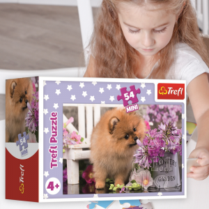 Пазлы Мини Trefl 19735 Щенок и цветы: Милые животные , 54 элм. (SB)