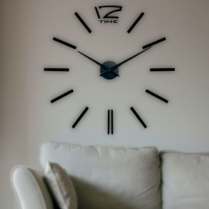Часы настенные XZ127/ZH003 без цифр "Сделай сам" 3D "DIY CLOCK" (черный цвет, от 60 до 120 см) 