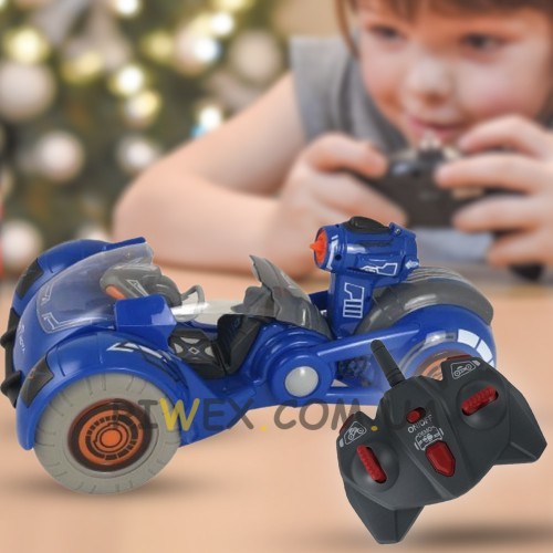 Радиоуправляемая детская машинка-мотоцикл Virus Hunter с эффектом дыма + пипетка для воды, Синий (212)