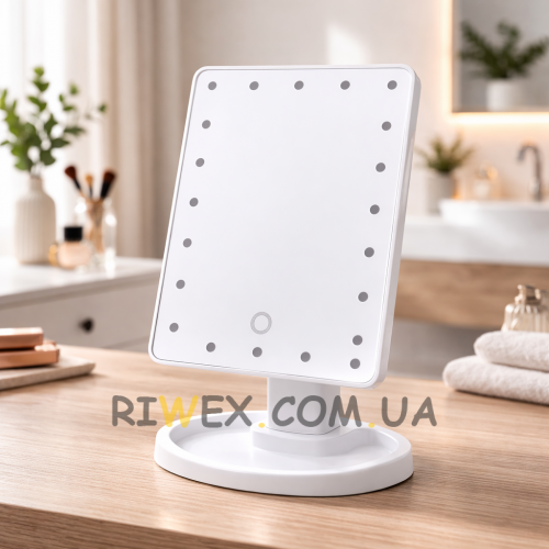 Настільне косметичне дзеркало Mirror c LED підсвічуванням 16 світлодіодів Білий