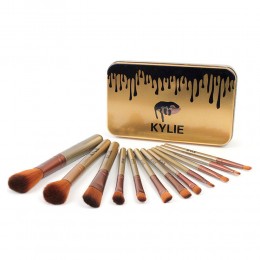 Професійний набір пензлів для макіяжу Kylie Jenner Make-up brush Gold set 12 шт (509)