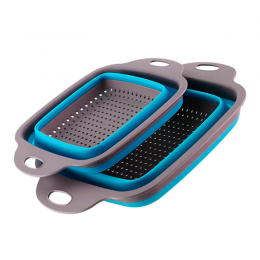 Дуршлаг силиконовый раскладной (квадратный) Collapsible filter baskets, синий