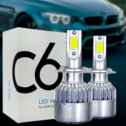 Світлодіодні автомобільні лампи LED C6 H4 біла коробка 14041 (259)