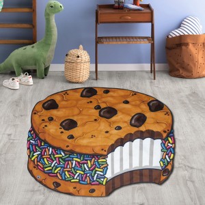 Килимок безворсовий круглий Кексик з 3D принтом для дому (212)