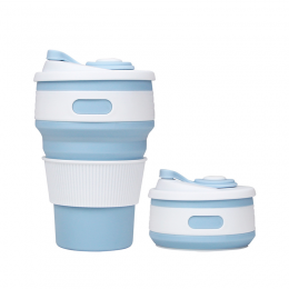 Складна термо-чашка з кришкою 350 мл Silicon Magic Cup Блакитний