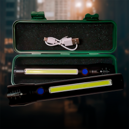 Акумуляторний ліхтарик у кейсі з бічним світлом та зарядкою від USB 16,5 см