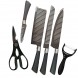 Набір професійних кухонних ножів German Family Zepter, 6 предметів, Чорний
