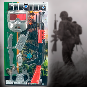 Набір іграшкової зброї 180-5 (автомат 47 см, рація, ніж, наручники, маска, кулі-присоски) на аркуші 57-28,5 180-5 (IGR24) Набір іграшкової зброї 180-5 (автомат 47 см, рація, ніж, наручники, маска, кулі-присоски) на аркуші 57-28,5 180-5 (IGR24)