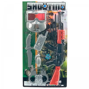 Набір іграшкової зброї 180-5 (автомат 47 см, рація, ніж, наручники, маска, кулі-присоски) на аркуші 57-28,5 180-5 (IGR24) Набір іграшкової зброї 180-5 (автомат 47 см, рація, ніж, наручники, маска, кулі-присоски) на аркуші 57-28,5 180-5 (IGR24)