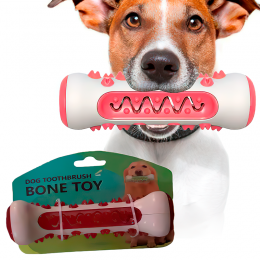 Гумова кісточка для собак TOOTH BRUSH DOG іграшка зубна щітка Рожева (205)