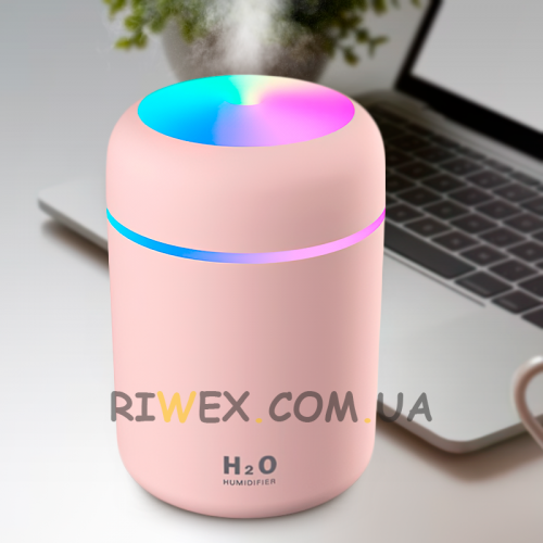 Мини ультразвуковой USB увлажнитель воздуха H2O DQ-107 RGB 300 мл, Розовый (237)