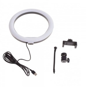 Кольцевая лампа селфи TE-051 RGB 9W LED, 26 см