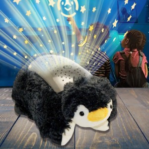 Дитячий  нічник-проектор подушка зоряного неба Пінгвін, 3 режими роботи