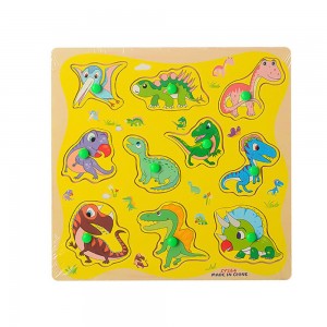 Дерев'яна іграшка Рамка-вкладиш Динозаври ZY264-265-266 з ручкою (IGR24)