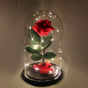 Троянда в колбі з LED підсвічуванням червона, велика (212)