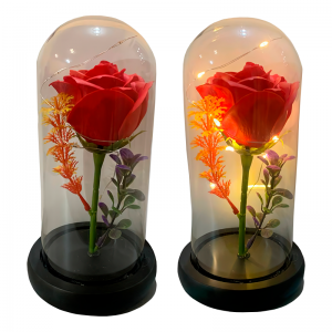 Вічна троянда в колбі велика з LED підсвічуванням А51 (червоний колір) (212)