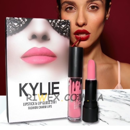 Набір 2 в 1 помада та блиск для губ Kylie Lipstick and Lip Gloss