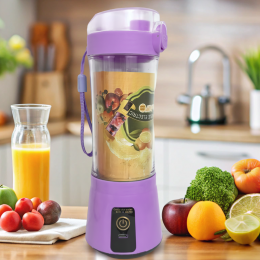 Блендер портативный Smart Juice Cup Fruits на 2 ножа, заряжается от USB, Фиолетовый (237)