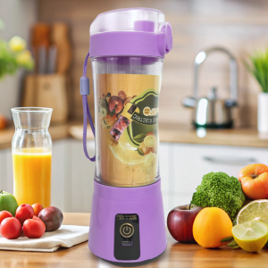 Блендер портативний Smart Juice Cup Fruits на 2 ножі, заряджається від USB, Фіолетовий (237)