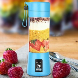 Блендер портативный Smart Juice Cup Fruits на 4 ножа, заряжается от USB, Голубой (237)